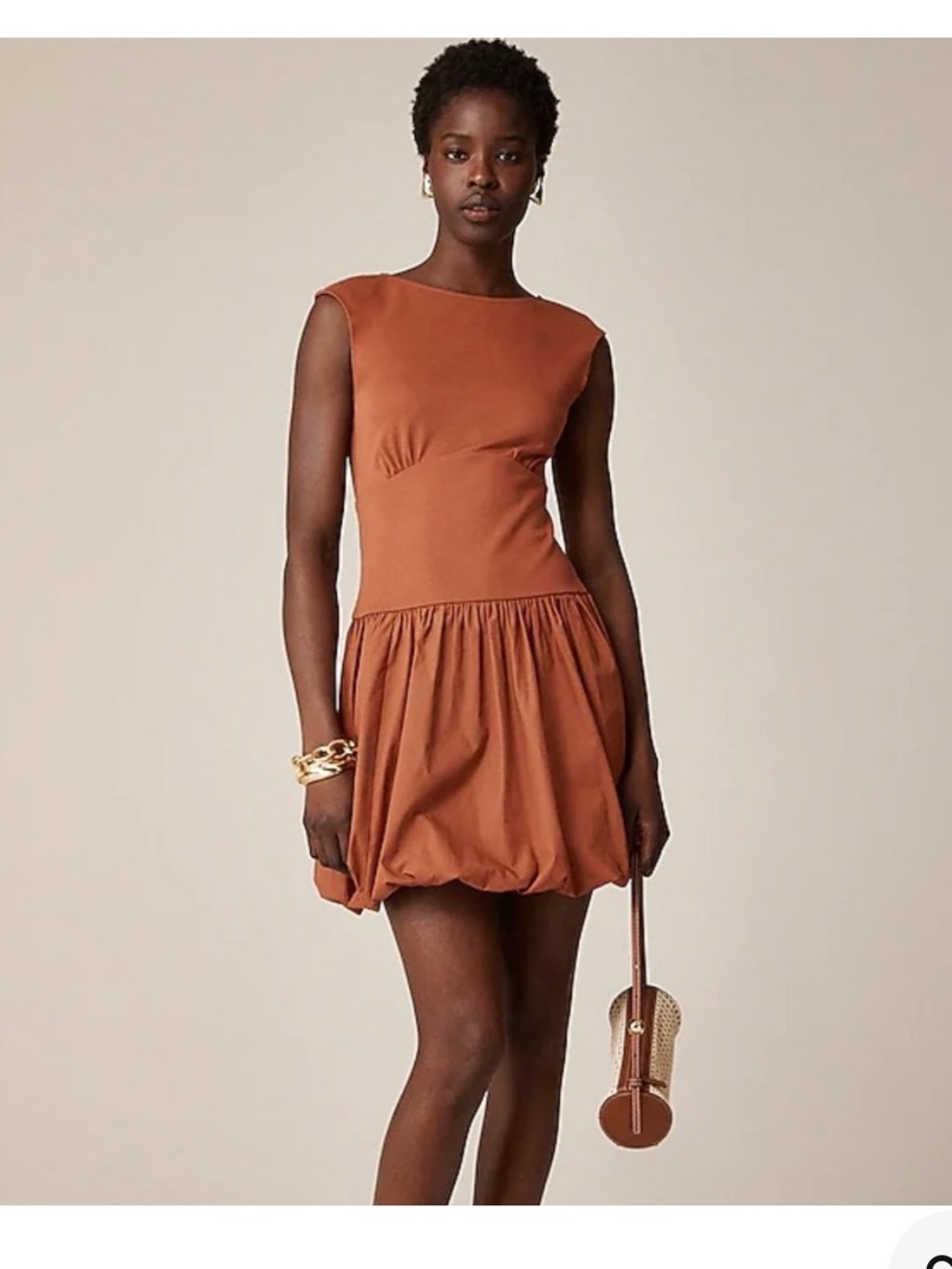 J. Crew Toasted Paprika Bubble-Hem Mixy Dress